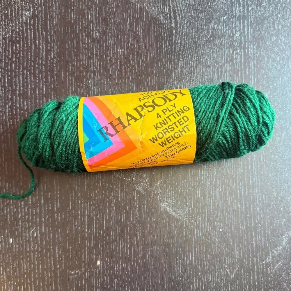 Lot of 4 Vintage National Yarn Crafts Rhapsody Yarn in Hunter Green Acrylic